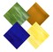 Wissmach 4 Sheet Mixed Color Variety Stained Glass Pack and Mosaic Glass, Green/Gold/Yellow/Blue